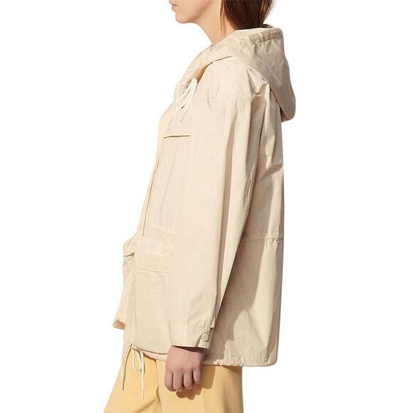 Sandro Womens Socrate Shell Hooded Jacket 8 US / 40 FR Beige - NWT $415 - Picture 4 of 7